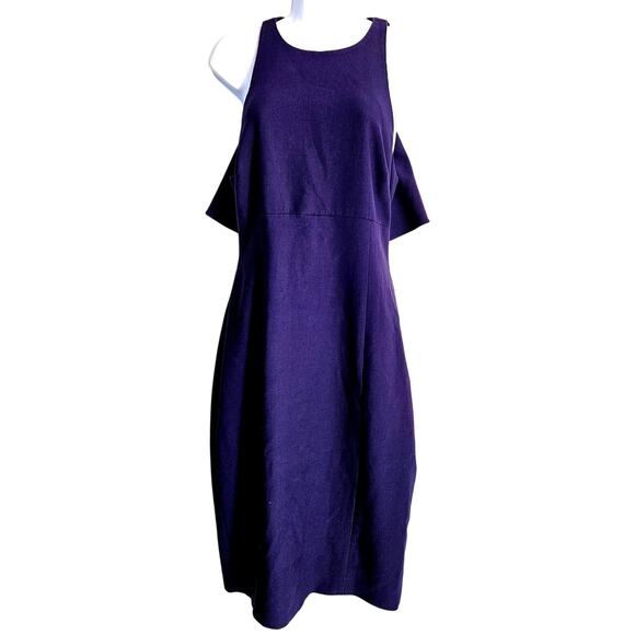 Cinq a Sept Makenna Dress Size 12 Purple Ruffled Cut Out Knee Length - Picture 1 of 11
